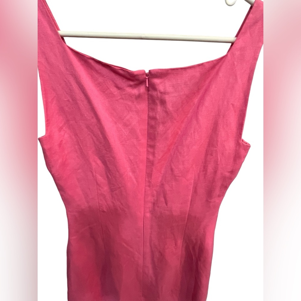 Cynthia Howie Vintage Bubblegum Pink Linen Square Neck Sleeveless Dress-Size 8 - Picture 10 of 12